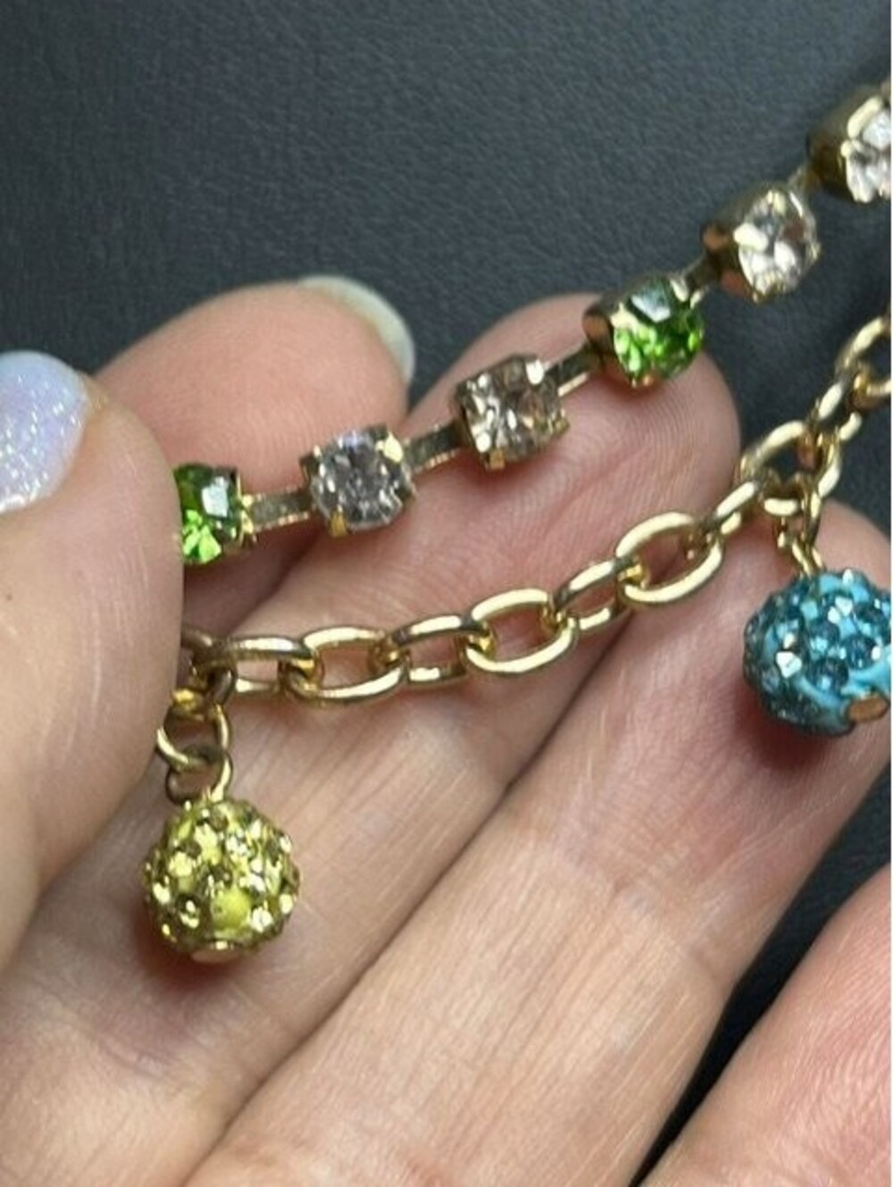 B5601 Betsey Johnson Fireball pave Necklace 16-20" colorful Rhinestone gold tone - Picture 2 of 3